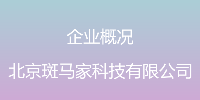 企业概况 - 北京斑马家科技有限公司